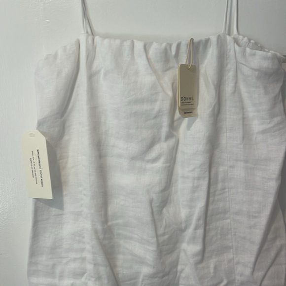 NWT DONNI Linen Spaghetti Dress, Powder, MD - Picture 5 of 9